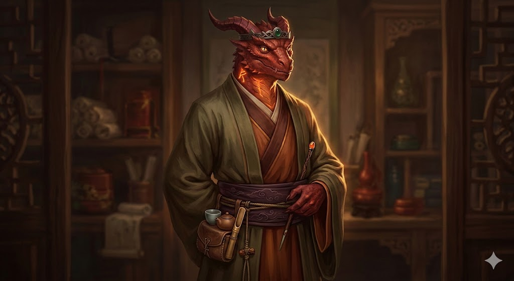 Ryuto in a tea merchant’s shop